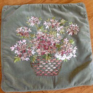 Beautiful Vintage Ribbon Embroidery  Pillow Cover